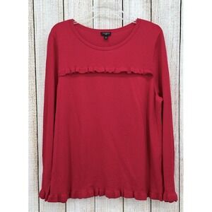Talbots Ruffle Trim Sweater Size 2X Cashmere Blend‎ Round Neck Pullover NWT